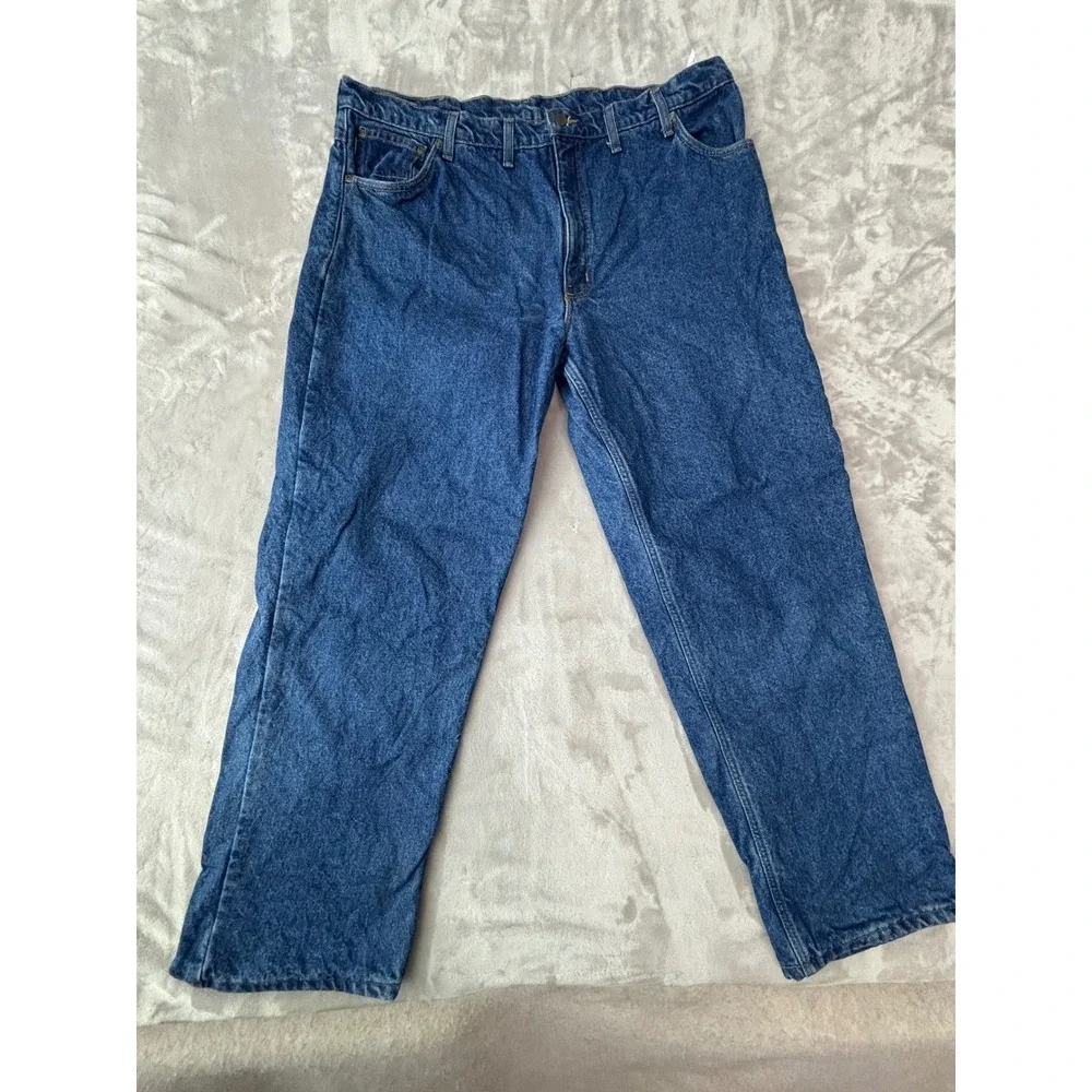 Carhartt B21DST Relaxed Fit Flannel Lined Jeans Dark Stone Blue Mens 44x32 Denim